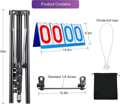 Purple River Manual Flip Scoreboard with Stand, Score Keeper for Outdoor/Indoor Games or Sports