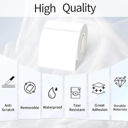 White Square Thermal Labels Stickers 3 x 3 Inch, Self-Adhesive Waterproof Square Direct Thermal Labels Stickers, Perforation Line Design- 300PCS