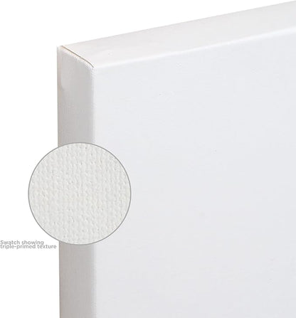 Creative Mark The Edge Deluxe Cotton 1-1/2" Deep Stretched Canvas for Painting, 24"x30" Pack of 3, 14oz. Primed Weight, Universal Archival Priming, Medium Tooth, Hand-Stretched Canvas for Painters