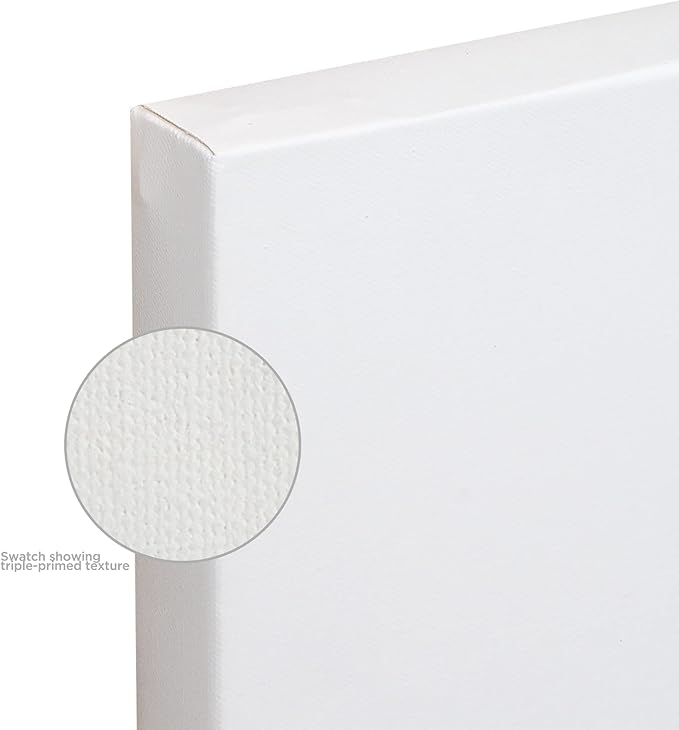 Creative Mark The Edge Deluxe Cotton 1-1/2" Deep Stretched Canvas for Painting, 8x24 Pack of 3, 14oz. Primed Weight, Universal Archival Priming, Medium Tooth, Hand-Stretched Canvas for Painters