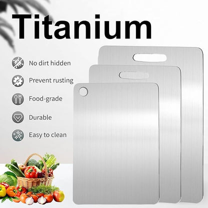 Titanium Cutting Boards for Kitchen,Katuchef Titanium Cutting Board,Non toxic Doubld-Side Available Chopping Boards, Easy to Clean and Store(2PC-M+XL)