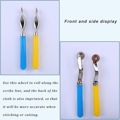 LUNARM 2 Pcs Tracing Wheel Sewing Tool, Plastic Handle Needle Point Tracing Wheel, Random Color Tracing Wheel Sewing Tool, Professional Stitch Marking Spacer for Arts and Leather Crafts