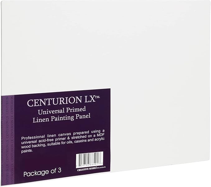 Centurion All-Media Primed Linen Panels - 10x20 3 Pack - 11oz Universal Primed Canvas Boards for Painting, Mounted on MDF Wood, Non-Warping, Ideal for Artists, Professionals, and Painters