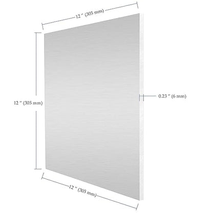 2 Pack 6061 12 x 12 x 1/4 Inch Aluminum Sheet, T6 Heavy Duty Flat Plain Multifunctional Metal Square Aluminum Plate Sheet for DIY Construction, Mechanical Workshop