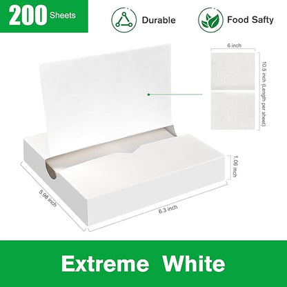 Precut POP UP Deli Paper Sheet Pack of 200, Interfolded Heavy Paper for Food Wrap and Serving (6" x 10-1/2", White）
