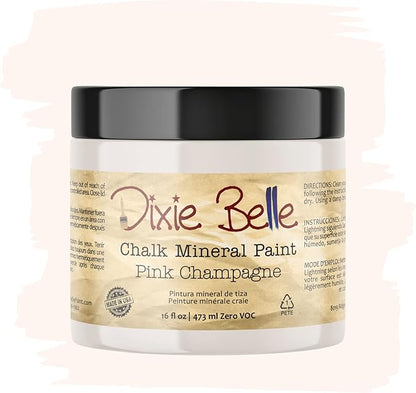 Dixie Belle Paint Company Chalk Finish Furniture Paint - Pink Champagne (16 Fl Oz) - Matte Pale Pink Chic Chalk Mineral DIY Furniture Paint