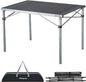 KingCamp Aluminum Folding Lightweight Roll Portable Stable Table for Camping Picnic Barbecue Backyard Party, Indoor & Outdoor, Oversize, Silver Black