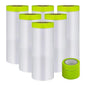 Pre-Taped Masking Film-55inx65ft Tape and Drape Painters Paper Rolls, Plastic Painting Film for Automotive Painting Covering （Masking Film:6rolls,Tape:3rolls）