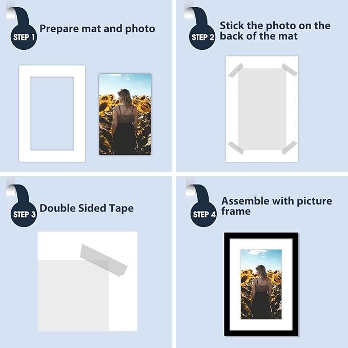 Mat Board Center, Pack of 10, 13x19 for 9x15 White Photo Picture Mats - Acid Free, 4-ply Thickness, White Core - for Pictures, Photos, Framing