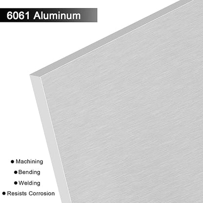 6061 T651 Aluminum Sheet Metal 8 x 8 x 1/4 Inch Flat Plain Aluminum Plate Covered with Protective Film, Heat Treatable Rectangle 6MM Aluminum Tooling Flat Metal Sheet Plate for Crafting, Industrial