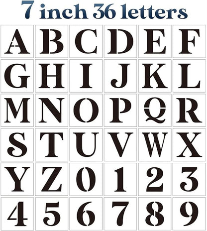 7inch Letter Stencils for Painting on Wood,Alphabet Stencils Drawing Stencil Letters Numbers Stencils for Wall Wood Signs Home Porch
