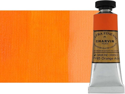 Charvin Extra Fine Oil Paint, Diamond Orange 20 mL - Triple-Milled, Rich Texture, Poppy Oil-Based, Light-Fast, Handmade, Archival Quality