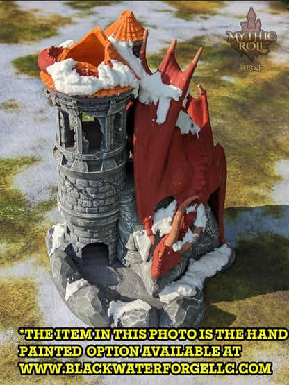 Dragon 3D Printed Dice Tower - Mythic Roll Collection - Unchained Games - Ascend to New Heights with your Rolls! (13.) White)