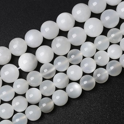 45pcs 8mm Natural White Moonstone Beads AAA Gemstone Round Loose Beads for Jewelry Making DIY Bracelets Necklaces Crystal Energy Healing Stone Beads 15" (8mm, White Moonstone)