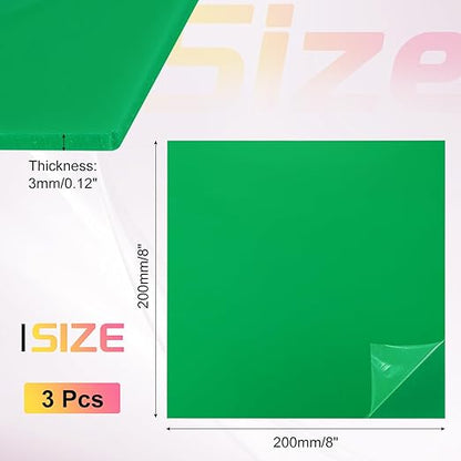 uxcell 3Pcs Acrylic Sheets 8x8 Inch Acrylic Panel 1/8 Inch-3mm Plastic Board for Picture Frames Sign Holders DIY Display Projects Craft, Green