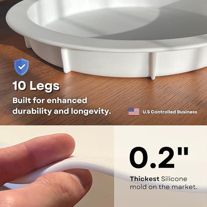 Alaskey® Premium Round Resin Table Silicone Mold 10"x2" | Durable, Reusable, No Seal Required | Large Epoxy Resin Mold for DIY Effortless River Table, Coasters, Cutting Boards, Charcuterie, and Crafts