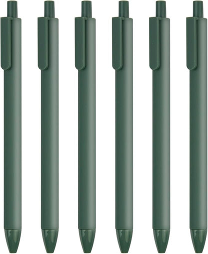 ldcrea Green Gel Pens 0.5 Fine Tip, Black Ink, Silky Grip, 6 Pack