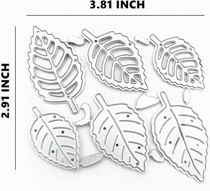 YKW Leaf Shape Metal Cutting Dies Set with Embossing Tools for Card Making Album, Scrapbooking Paper Craft DIY Kit, Includes Die Cuts Etching Stencils Stamps Thin Banner Cutting Dies