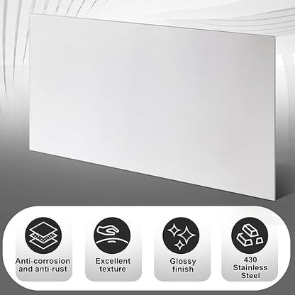 1 Pcs 430 Stainless Steel Sheet Metal 12 x 4 Inches 24GA Metal Plates Panel #4 Brushed Finish Magnetic Mount Board Wall Food Truck Restaurant Crafting Kitchen Floor Trailer Garage Gym