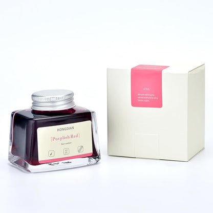 Hongdian Fountain Pen Bottled Ink Purplish Red Color, 60ml Non Carbon Inkwell Bottle, Artist Calligraphy Ink