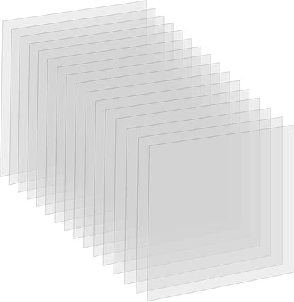 16 Pack 6 Mil Clear Mylar Stencil Sheets, 12" x 12" Blank Reusable Plastic Template Sheets for Cricut, Laser Cutting, Gyro-Cut Tool Template Material
