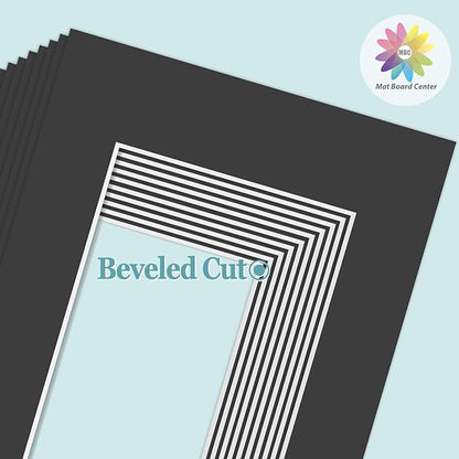 MBC MAT BOARD CENTER, 10 Pack 4x6 for 3x5 Black Picture Mats Frame Mattes, Bevel Cut, Acid Free, 4-ply Thickness