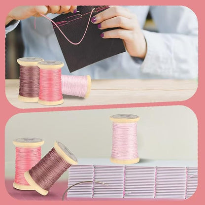 Natural Waxed Thread, 0.55mm/0.8mm, Wax Thread for Handcrafted Wrapping, Sewing, Bookbinding, Leather Threads, Beginners Craft DIY, Hemp Cord (Rose/Lilac/Mauve, 0.8mm/16 Yards)