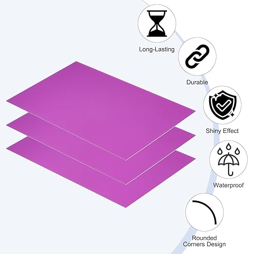 PATIKIL 5x8 Inch Anodized Aluminum Sheet Metal, 10Pcs Laser Plates Engraving Blanks 0.5MM Thin Rectangle for Crafting DIY House Laser Engraving, Purple