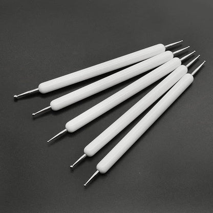 4 Set Embossing Stylus Double End Tracing Dotting Tool, 20 Pcs Ball Embossing Stylus Double End Tracing Dotting Tool for Pottery Clay Craft, Embossing Art (White)