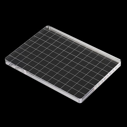 PATIKIL 5" x 3.5" Acrylic Stamp Block, Clear Stamping Block with Grid Lines Decorative Mounting Blocks Square for Scrapbooking DIY Crafts Card Making