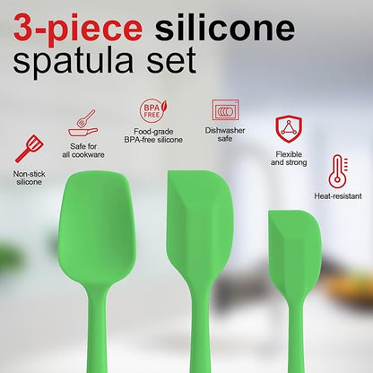 Silicone Spatula Set - Rubber Spatula - 600°F Heat Resistant Baking Spoon & Spatula (Dark Green)