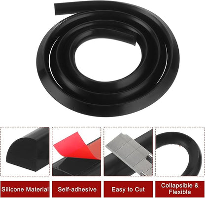 uxcell Flexible Molding Trim, 59 Inch Flexible Quarter Round Molding Silicone Peel and Stick Trim Self Adhesive Shower Water Barrier for Corner Decor Bathroom Kitchen, Black