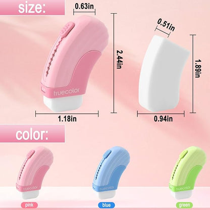 12Pack Sliding Retractable Eraser 3Pcs Large Push up Mechanical Eraser with 9Pcs Erasers Refills Cute Art Drawing Pencil Erasers for Home Office Supplies Funny Stationery Gifts for Boys Girls