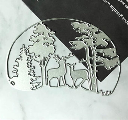 Metal Cutting Dies DIY Merry Christams Embossing Stencil Template Scrapbooking Card Making Mold Photo Album Arts Crafts Tools (Christmas Tree and Deer -12.5x10cm)