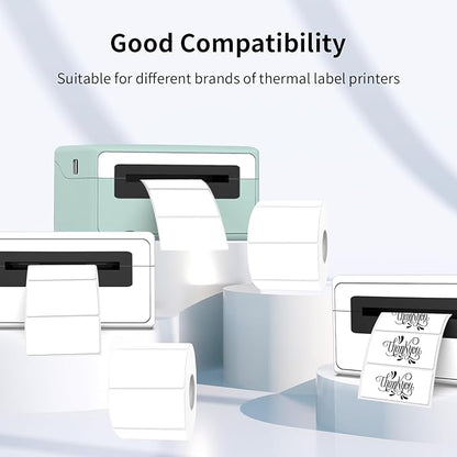 2"x1" Thermal Sticker Labels, White Self-Adhesive Barcode Label Paper for Direct Thermal Printer, Waterproof Multi-Purpose Rectangle Address Shipping Mailing Stickers, 300 Sheets/Roll