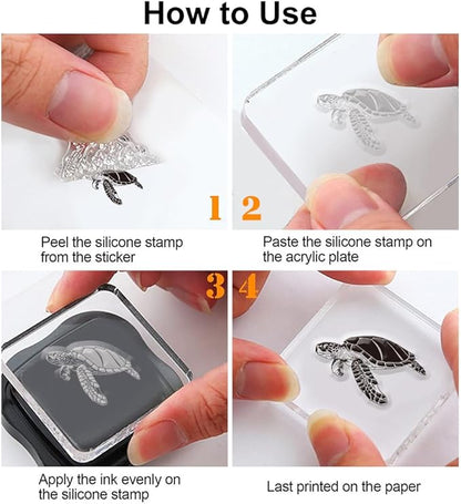 11.7 x 8.3 inch Sea Turtle Clear Stamps for Card Making Marine Organism Rubber Stamps Background Stamps for Card Making Holiday DIY Handmade Decoration Scrapbooking journaling Stamps