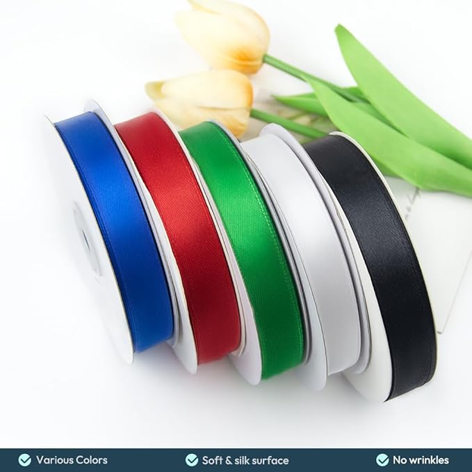 KMER LIFE 3/8" Wide x 50 Yards Navy Blue Single Faced Polyester Satin Ribbon, Navy Blue Satin Ribbon Perfect for Wedding Decor, Wreath, Crafts, Gift Wrapping & Other Projects (Navy Blue)