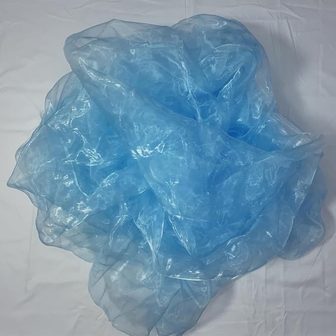 Two-Tone Iridescent Holographic Organza Fabric - 5.5 Yards | Lightweight Sheer Gauze Voile Tulle | for Dresses, Party Decor, DIY Crafts, Shiny Backdrops(Shimmery ICY Pale Blue)