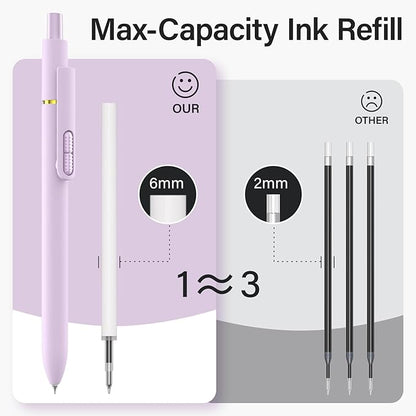 8Pcs Gel Pens - 0.5mm Black Ink Pens Fine Point Smooth Writing, Quick Drying Retractable Pen for Journaling, Cute School & Office Supplies