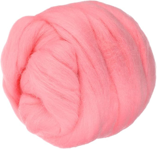 PATIKIL Wool Roving Yarn, 80G/2.82OZ Soft Felting Wool Pure Chunky Roving Yarn Bulk for Needle Felting Knitting Blanket Spinning Weaving DIY Craft, Dark Pink
