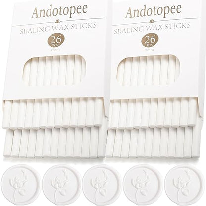52pcs White Sealing Wax Sticks for Seal Stamp, Premium Glue Gun Sticks for Envelope Letter, Wedding Invitation Craft Adhesive, Great Gift Ideas (Mini Size)