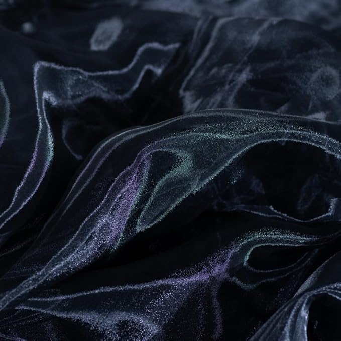 Fynite Black Organza Fabric by The Yard | 10 Yard Long | 44" Wide | Bridal Soft Sheer Organza Tulle for DIY Wedding Dress Fashion Craft Decorations