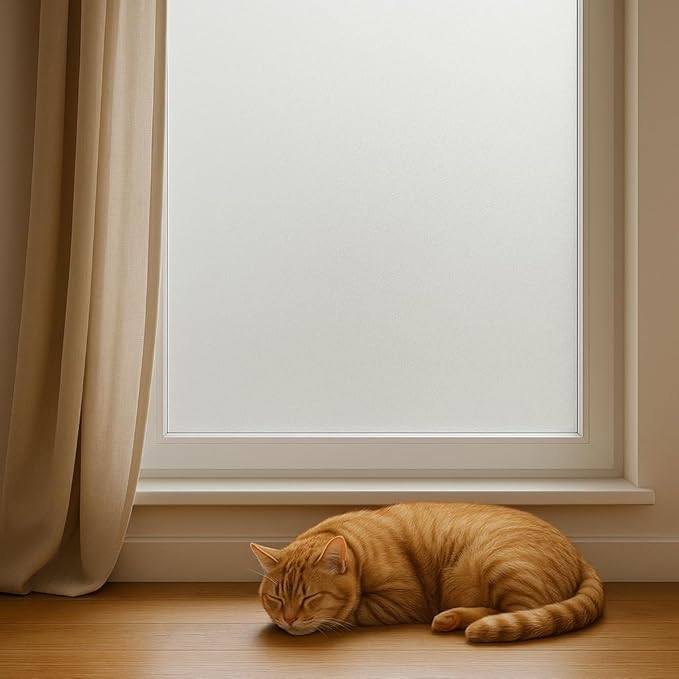 Rockrose Matte Frost Home Window Tint Film - Decorative Opaque Privacy Film Frosted for Home Offices Shower Door with UV Blocking - 60 in x 100FT - Matte Frost