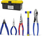 KAIHAOWIN 6-Piece Tool Set with Case, 8.8” Long Nose, Slip Joint Pliers,5” Needle Nose, 5" Flush Cutter, Rubber Mallet for Repairing & Home Use