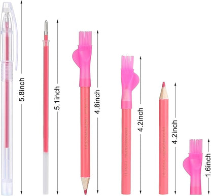 CampTek Tailors Chalk & Fabric Markers for Quilting - 10PCS Tailor's Chalk, 4PCS Heat Erasable Pens with 4 Refills, 3 PCS Sewing Fabric Pencils