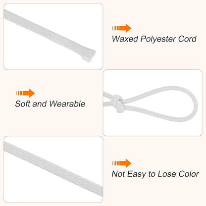 MECCANIXITY Waxed Cord 2.5mm Waxed Polyester Cord 87 Yard Wax String for Bracelet Making, Necklaces, Beading, Jewelry Making and DIY Crafts(White)