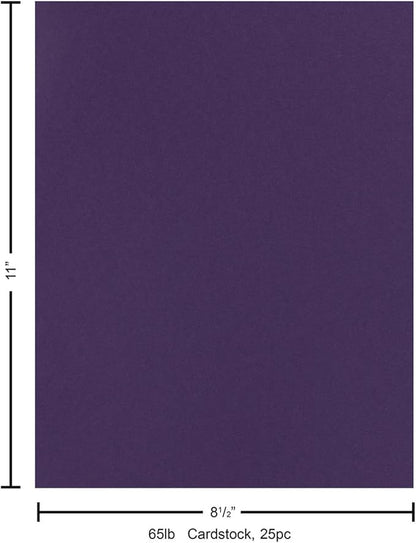 PA Paper Accents Stash Builder Cardstock 8.5" x 11" Royal Iris, 65lb colored cardstock paper for card making, scrapbooking, printing, quilling and crafts, 25 piece pack