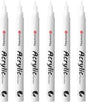 White Paint Marker Pens 6 Pack 0.7mm Extra Fine Tip, Permanent Acrylic Ink for Rock, Wood, Metal, Glass, Ceramic, Plastic, Canvas, Pens for DIY Crafts, Art & Fine Detailing
