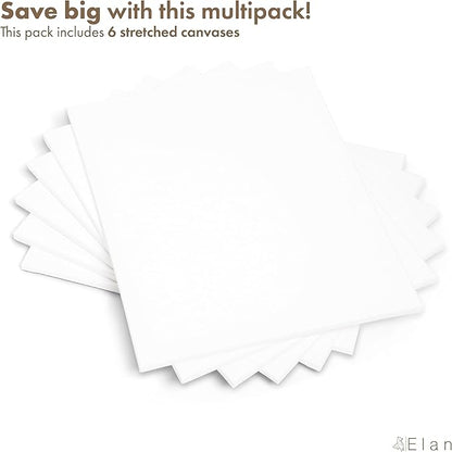 Elan Stretched Canvases 15.7x19.7, 6-Pack Canvases for Painting Painting Canvas Bulk, Stretched Canvas for Adults Blank Canvas for Painting, Painting Canvases, Paint Canvases for Painting, Art Canvas