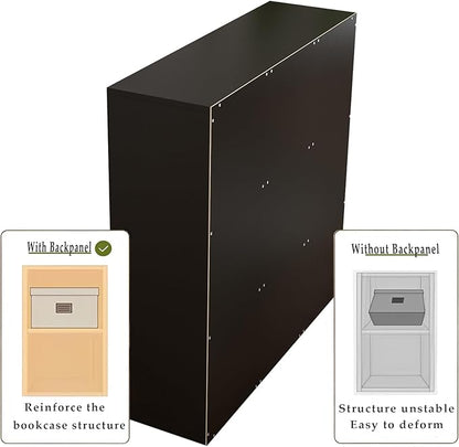 9-Cube Storage Shelf Bookcase - Wooden 3-Tier Free Standing Open Bookshelf for Home and Office, Organizer Cabinet in Black
